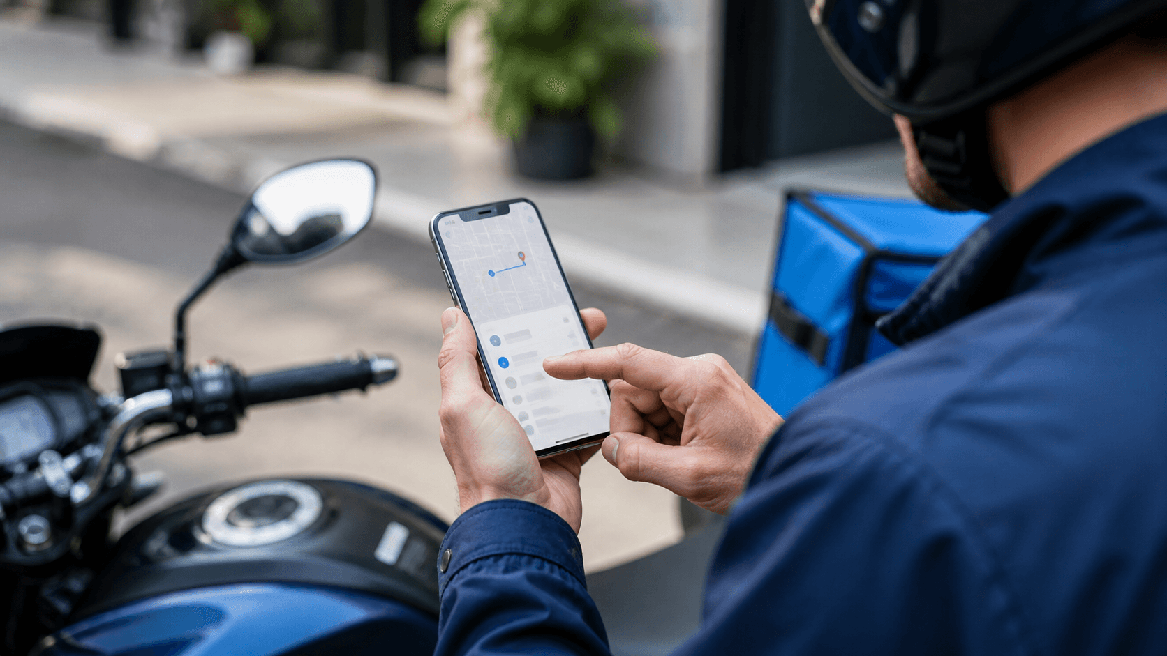 Repartidor usando la app de Hi! Delivery